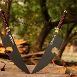 double anime sword, anime cosplay, handmade anime training sword, real japanese samurai sword, high-carbon steel