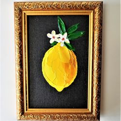 Add a Textured Lemon Acrylic Painting to Your Kitchen Wall - Shop Now!