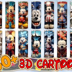 all new 3d styles cartoon mouse for straight & tapered tumbler design bundle, 3d cartoon 20 oz skinny tumbler bundle, tu