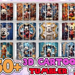 3D Mouse Cartoon Tumbler Sublimation Design Bundle, All Styles Cartoon Character 20 oz Tumbler Design Template PNG, Digi
