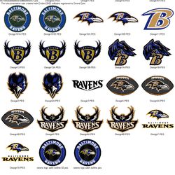 Collection NFL BALTIMORE RAVENS  LOGO'S Embroidery Machine Designs