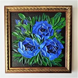 Buy Blue Roses Textured Acrylic Painting Rose Flower Artwork