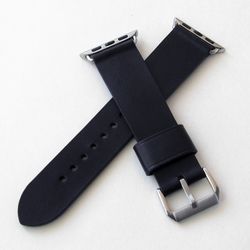 Apple watch strap Black, genuine leather, watchband handmade, for Apple Watch Series 8/7/6/SE/5/4/3/2/1