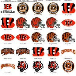 Collection NFL CINCINNATI BENGALS  LOGO'S Embroidery Machine Designs