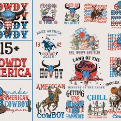 american cowgirl png bundle, howdy png, patriotic cowboy png, western png, 4th of july png, america png, instant downloa