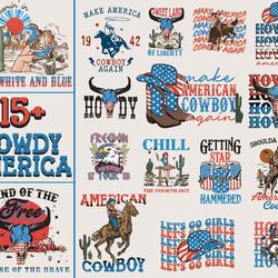 american cowgirl png bundle, howdy png, patriotic cowboy png, western png, 4th of july png, america png, instant downloa