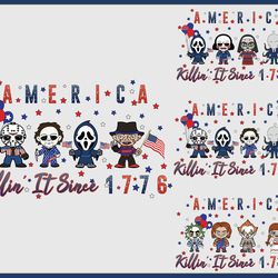 4 retro america killin' it since 1776 png bundle, horror america 4th of july png, 4th of july png, scary movie 4th of ju