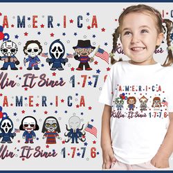 4 retro america killin' it since 1776 png bundle, horror america 4th of july png, 4th of july png, scary movie 4th of ju