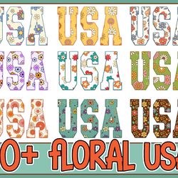retro floral usa png bundle, retro america png, 4th of july png, fourth of july designs, america png, usa png, patriotic