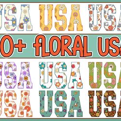 retro floral usa png bundle, retro america png, 4th of july png, fourth of july designs, america png, usa png, patriotic