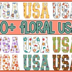 retro floral usa png bundle, retro america png, 4th of july png, fourth of july designs, america png, usa png, patriotic