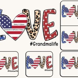 custom name kids 4th of july png bundle, personalized grandma shirt png, 4th of july sublimation, nana gift png, america