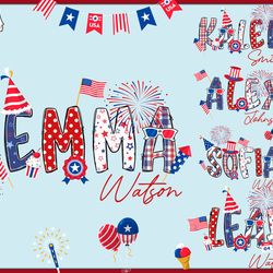 custom 4th of july kids shirt png bundle, personalized 4th of july name png, patriotic name toddler png, matching family
