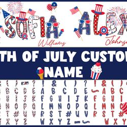 custom 4th of july kids shirt png bundle, personalized 4th of july name png, patriotic name toddler png, matching family
