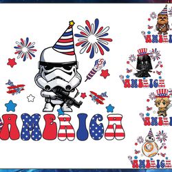 happy fourth of july png bundle, galaxy character 4th july png, matching family shirts png, independence day png, digita