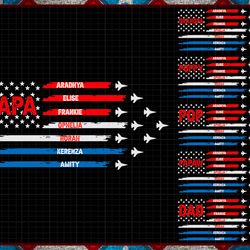 custom patriot day grandpa/ dad png bundle, patriotic grandpa with kid names png, american flag png, gift for independen