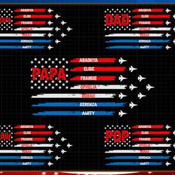 custom patriot day grandpa/ dad png bundle, patriotic grandpa with kid names png, american flag png, gift for independen