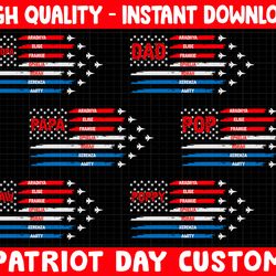 custom patriot day grandpa/ dad png bundle, patriotic grandpa with kid names png, american flag png, gift for independen