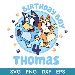 4th Thomas Bluey Birthday Boy Svg, Bluey Birthday Svg, Bluey Svg, Png Dxf Eps, Instant Download