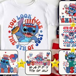 blue character cartoon 4th of july png bundle, snack and freedom png, funny kid shirt png, american png, fourth of july