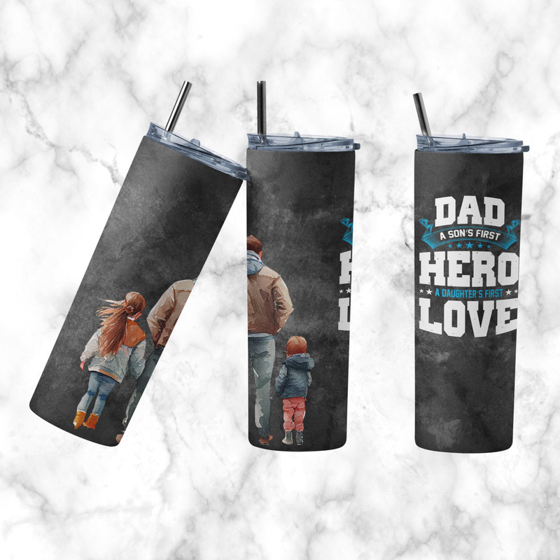 Dad First Love, First Hero 20 oz Skinny Tumbler Sublimation Design Digital Download PNG Instant DIGITAL ONLY, Father's Day Tumbler-1.jpg