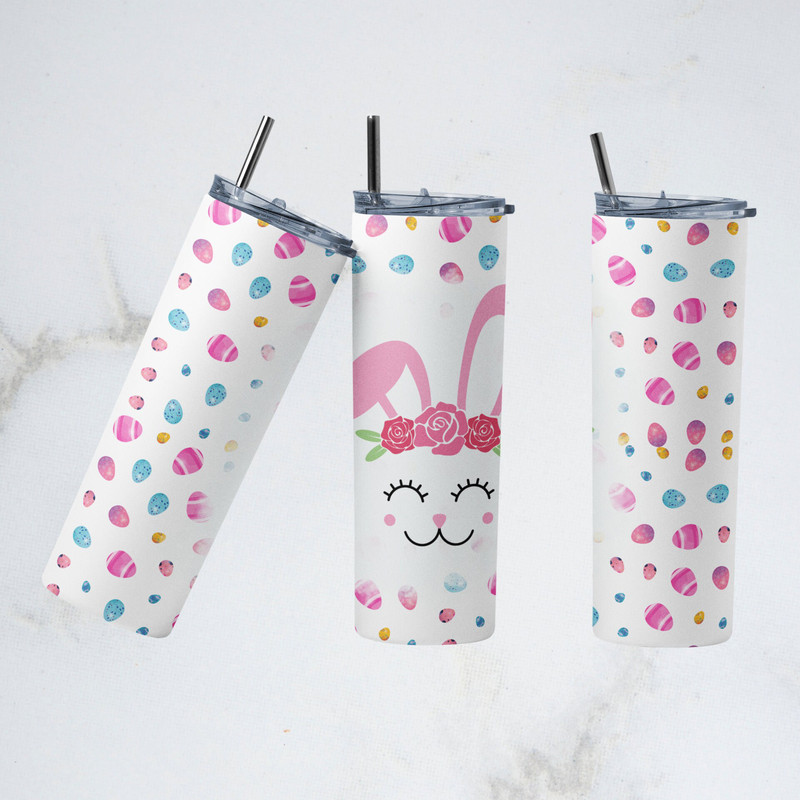 Easter Tumbler PNG, 20oz Skinny Tumbler Sublimation Designs Cottontail candy Tumbler Straight PNG Instant Download.jpg