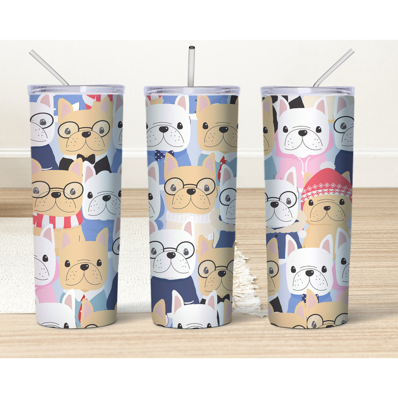 20oz skinny Dog Tumbler Wrap, Bulldog Tumbler Bundle, Puppy Digital Art DOWNLOAD For Sublimation Design Png.jpg