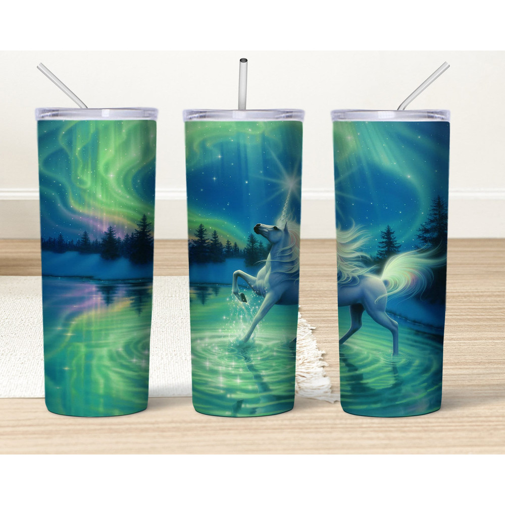 Unicorn 20 oz Tumbler Wrap design Png, Fantasy Animals Sublimation Designs Downloads, Kids 20 oz Skinny Tumbler Png Download.jpg