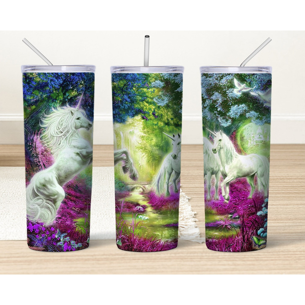 Unicorn 20 oz Tumbler Wrap design Png, Fantasy Animals Sublimation Designs Downloads, Kids 20 oz Skinny Tumbler Png Download-1.jpg