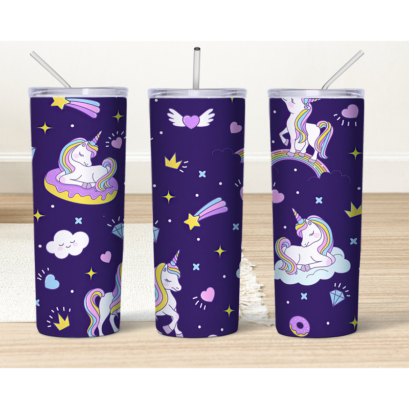 Unicorn 20oz Tumbler Design Png, Unicorn Rainbow 20oz skinny tumbler Kids tumbler Png File, Horse Tumbler Wrap, Digital Download.jpg