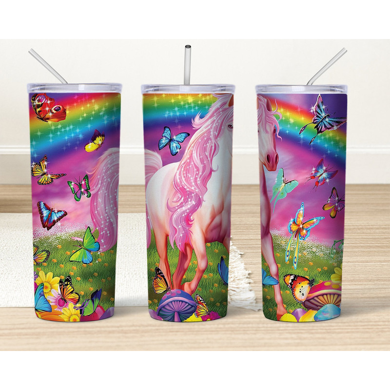Unicorn Rainbow 20 oz Tumbler Wrap design Png, Fantasy Animals Sublimation Designs Downloads, Kids 20 oz Skinny Tumbler Png Download.jpg
