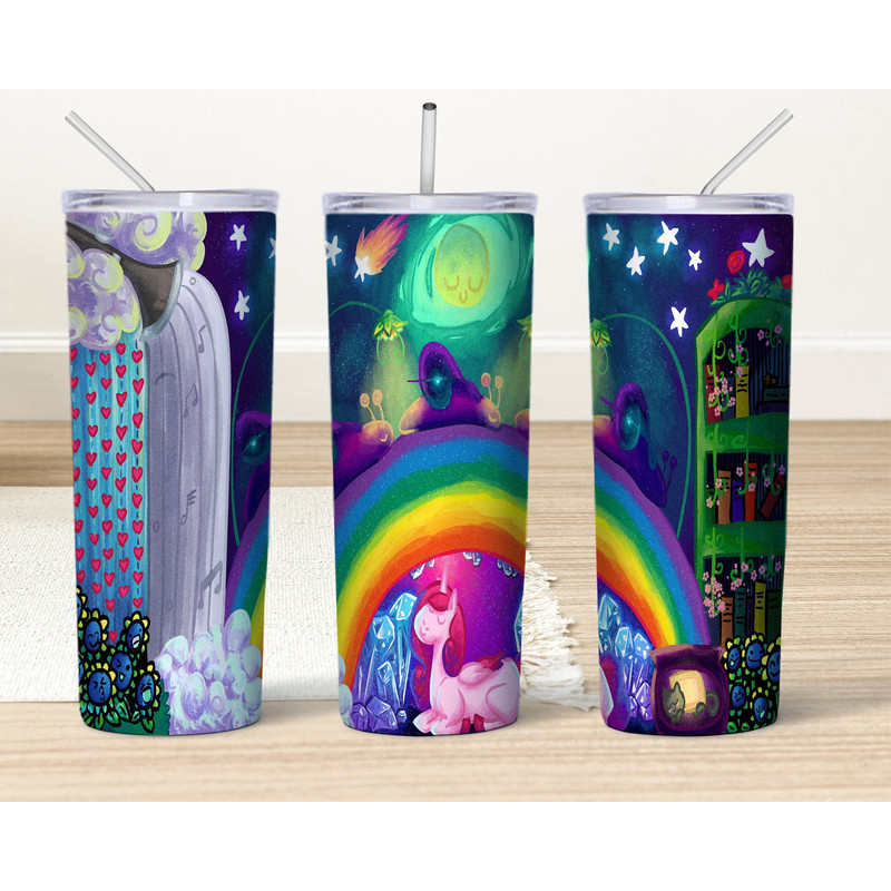 Unicorn Rainbow 20 oz Tumbler Wrap Design Png, Fantasy Animals Sublimation Designs Downloads, Kids 20 oz Skinny Tumbler Png Download-1.jpg