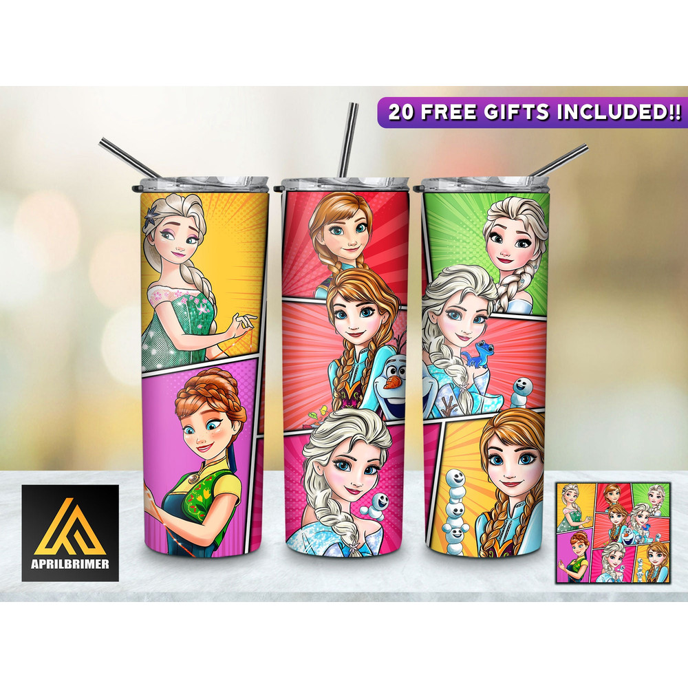 Crowned Beauties Disney Princesses Tumbler, Disney Princesses Skinny Tumbler, Cartoon Characters Skinny Tumbler.jpg