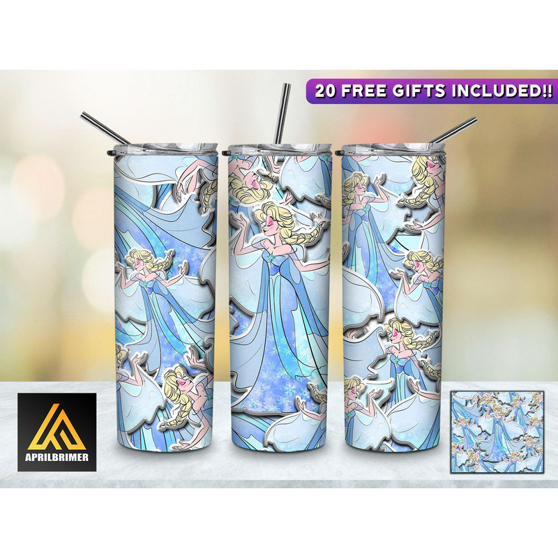 Fabled Adventures Disney Princesses Tumbler, Disney Princesses Skinny Tumbler, Cartoon Characters Skinny Tumbler.jpg