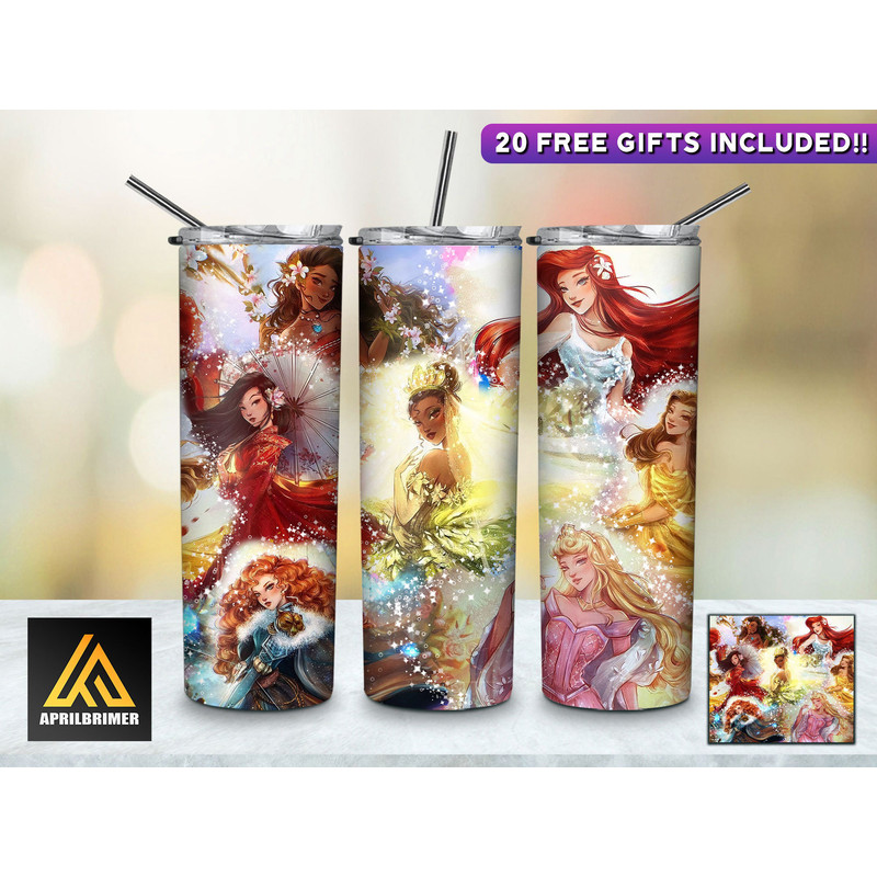 Fairy Godmothers Disney Princesses Tumbler, Disney Princesses Skinny Tumbler, Cartoon Characters Skinny Tumbler.jpg