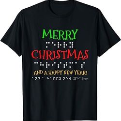 merry christmas and a happy new year braille dots t-shirt t-shirt