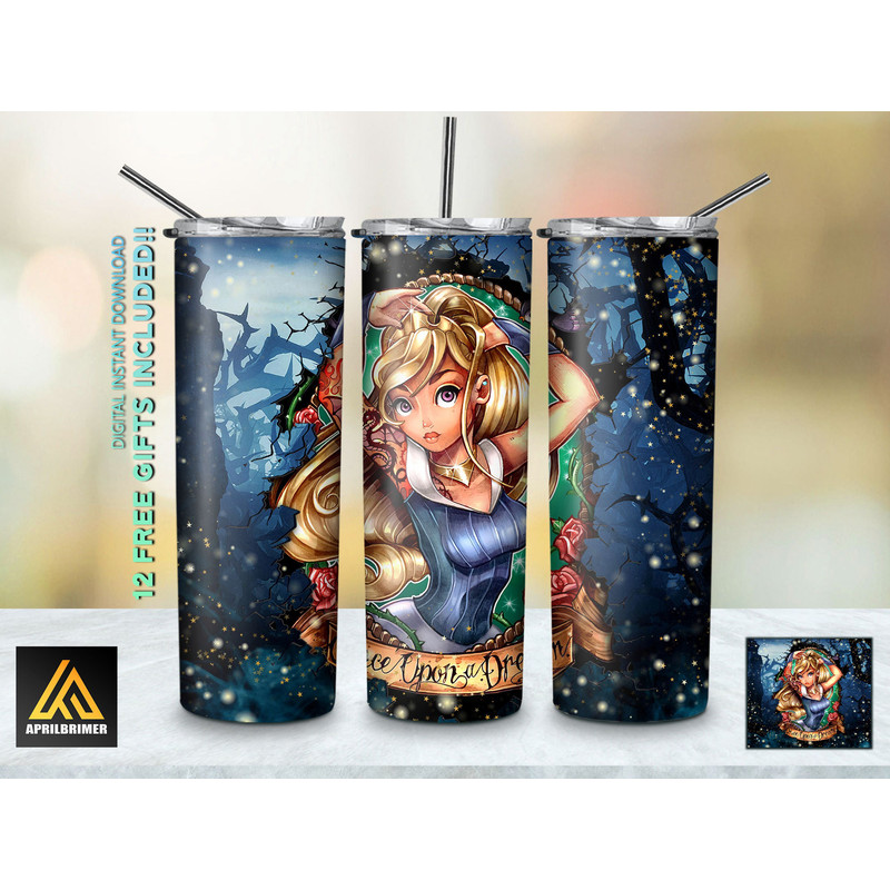 Iconic Beauties Disney Princesses Tumbler, Disney Princesses Skinny Tumbler, Cartoon Characters Skinny Tumbler.jpg