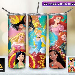 imagination unleashed disney princesses tumbler, disney princesses skinny tumbler, cartoon characters skinny tumbler