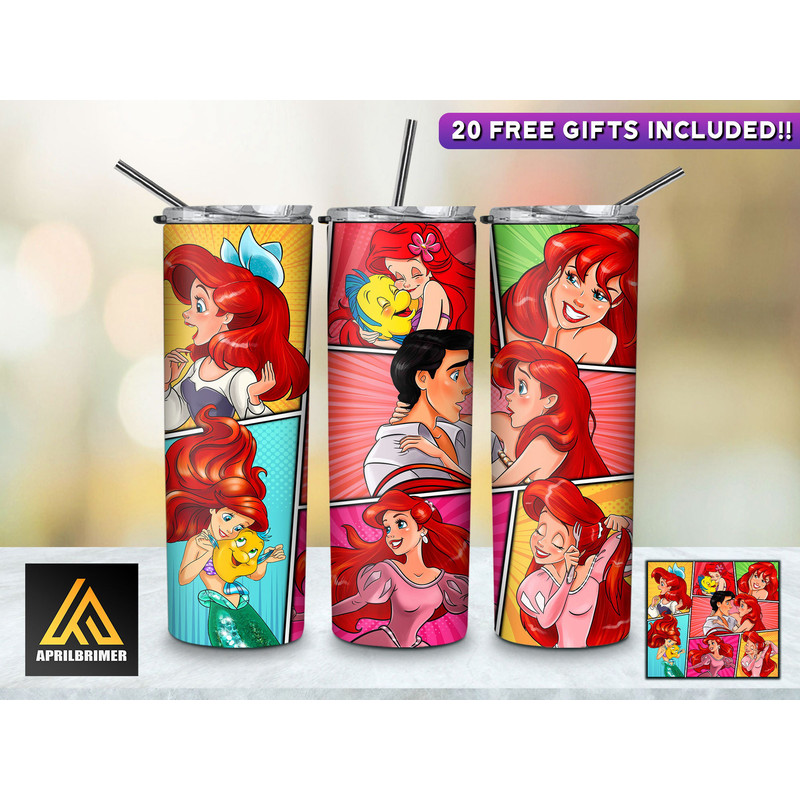 Inspiring Aspirations Disney Princesses Tumbler, Disney Princesses Skinny Tumbler, Cartoon Characters Skinny Tumbler.jpg