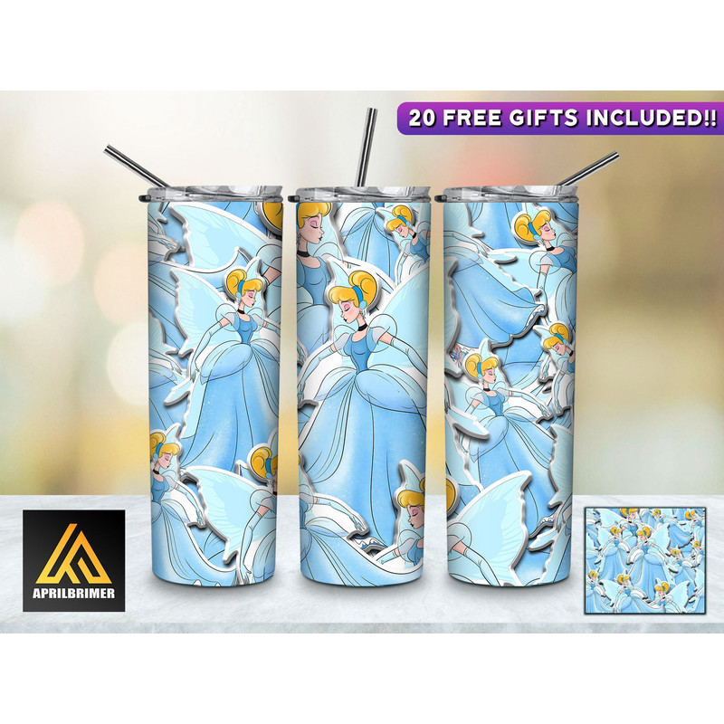 Magic In The Air Disney Princesses Tumbler, Disney Princesses Skinny Tumbler, Cartoon Characters Skinny Tumbler.jpg