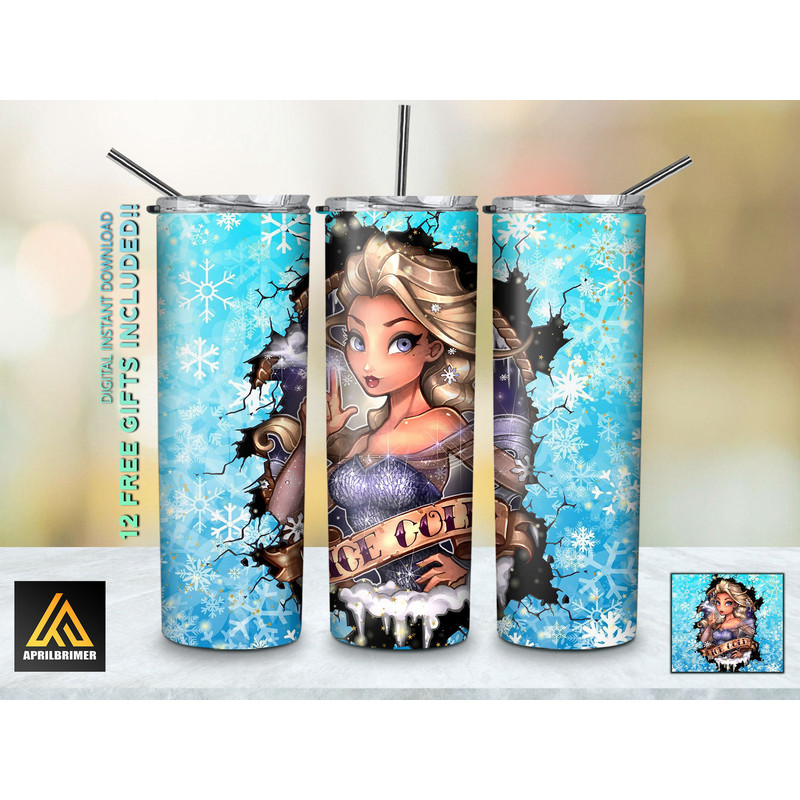Magical Tales Disney Princesses Tumbler, Disney Princesses Skinny Tumbler, Cartoon Characters Skinny Tumbler.jpg
