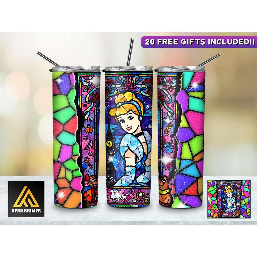 Majestic Adornments Disney Princesses Tumbler, Disney Princesses Skinny Tumbler, Cartoon Characters Skinny Tumbler.jpg