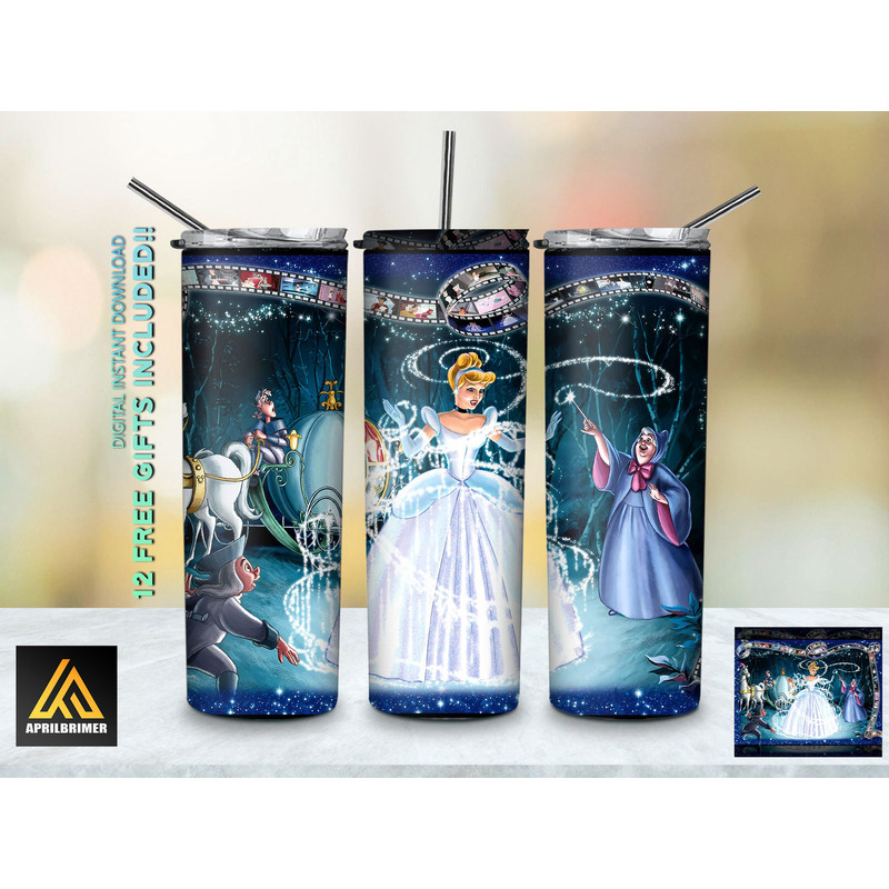 Mystical Adventures Disney Princesses Tumbler, Disney Princesses Skinny Tumbler, Cartoon Characters Skinny Tumbler.jpg