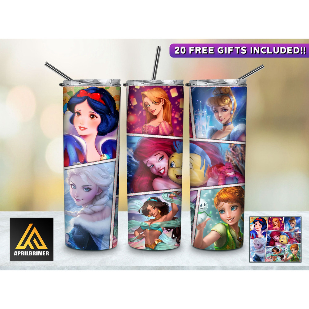 Songs Of Love Disney Princesses Tumbler, Disney Princesses Skinny Tumbler, Cartoon Characters Skinny Tumbler.jpg