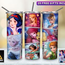 songs of love disney princesses tumbler, disney princesses skinny tumbler, cartoon characters skinny tumbler