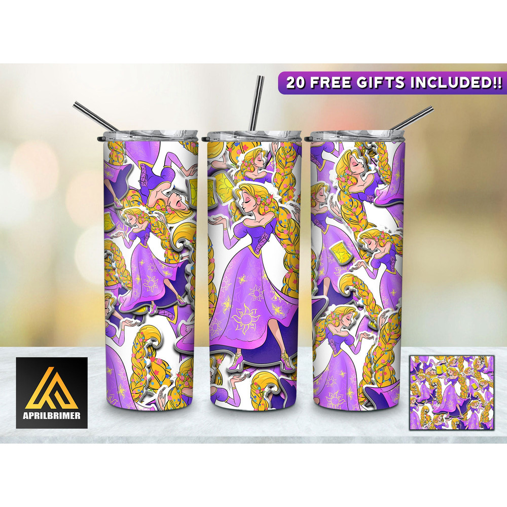 Wishes Granted Disney Princesses Tumbler, Disney Princesses Skinny Tumbler, Cartoon Characters Skinny Tumbler.jpg