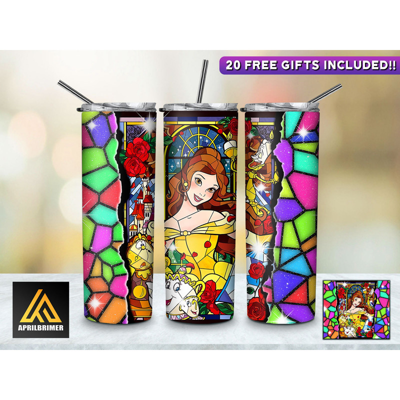 Wondrous Magic Disney Princesses Tumbler, Disney Princesses Skinny Tumbler, Cartoon Characters Skinny Tumbler.jpg