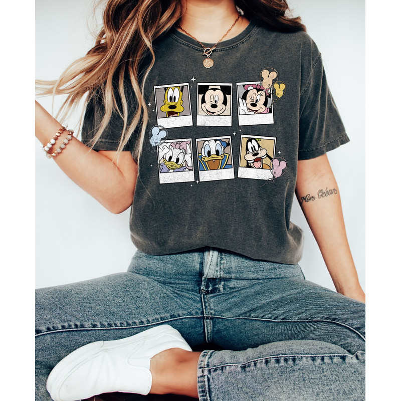 Retro Disney Mickey Polaroid Shirt, Mickey and Friends Comfort Colors Shirt, Disneyland Shirt, Disneyworld Shirt, Disney Family Trip Shirts - 1.jpg