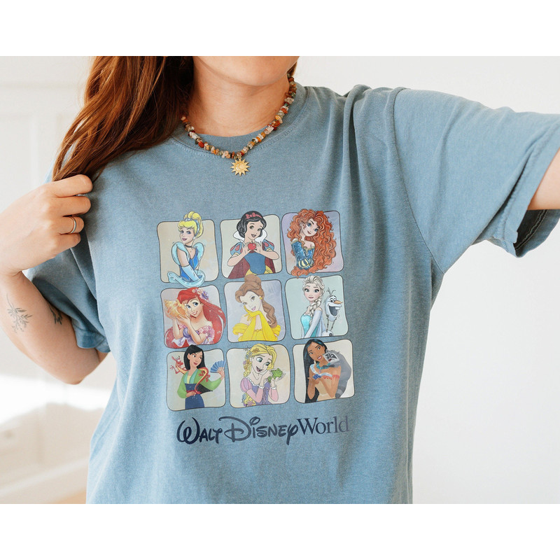 Retro Disney Princess Comfort Colors Shirt, Walt Disney World Shirt, Women's Disney Shirt, Disney Trip, Belle, Cinderella, Jasmine, Rapunzel - 3.jpg