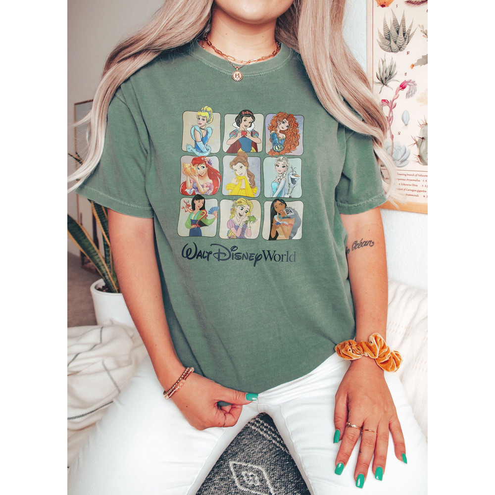 Retro Disney Princess Comfort Colors Shirt, Walt Disney World Shirt, Women's Disney Shirt, Disney Trip, Belle, Cinderella, Jasmine, Rapunzel - 4.jpg